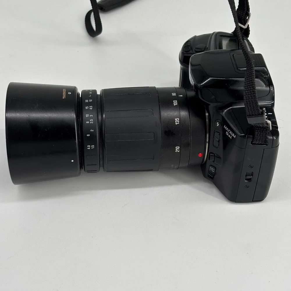 VTG Minolta Maxxum 5xi SLR Camera Black Tamron 80-210mm Lens Bundle